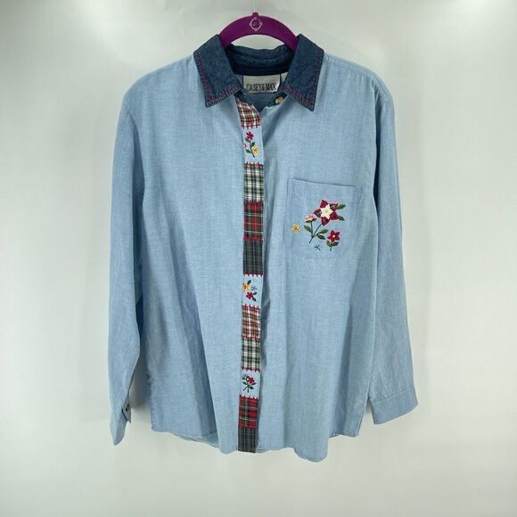 NEW Vintage Casey & Max chambray embroidered button down Small - Picture 6 of 16